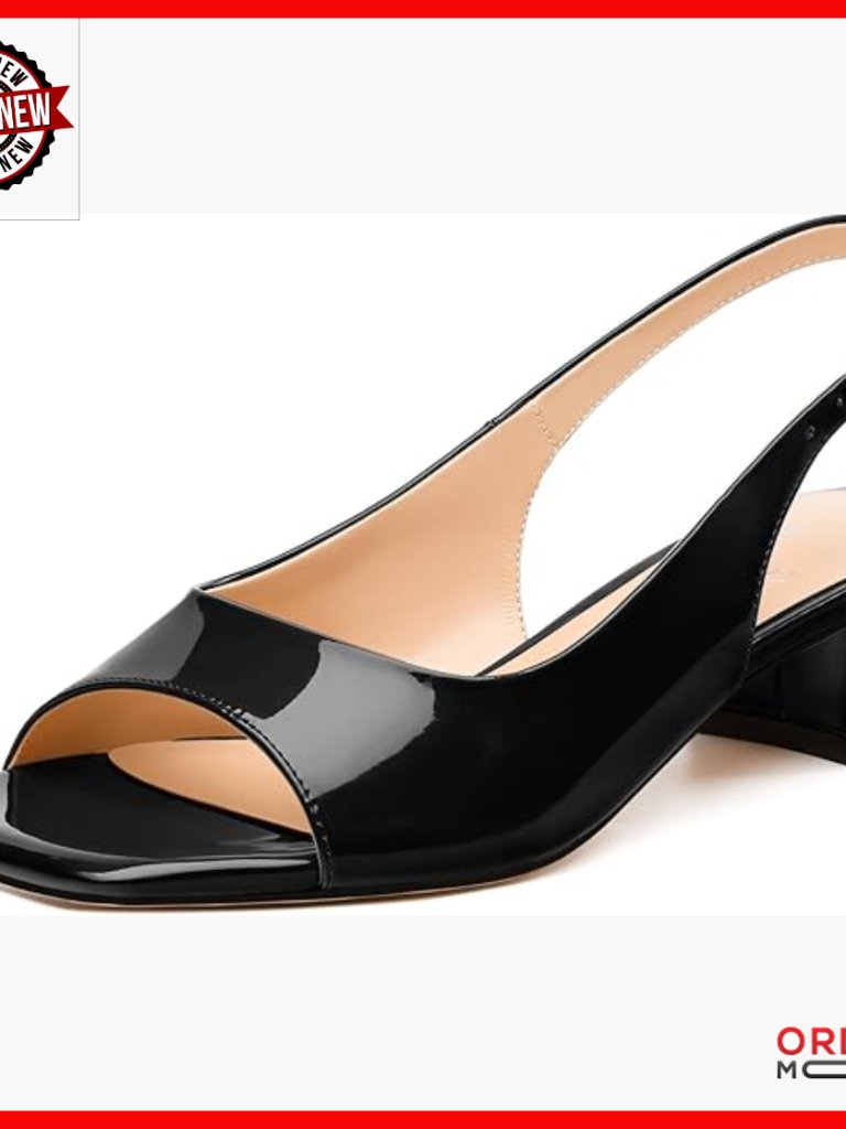 Low Heel Slingback Sandals, Square Peep Toe Block Heel, Comfort Casual Shoes